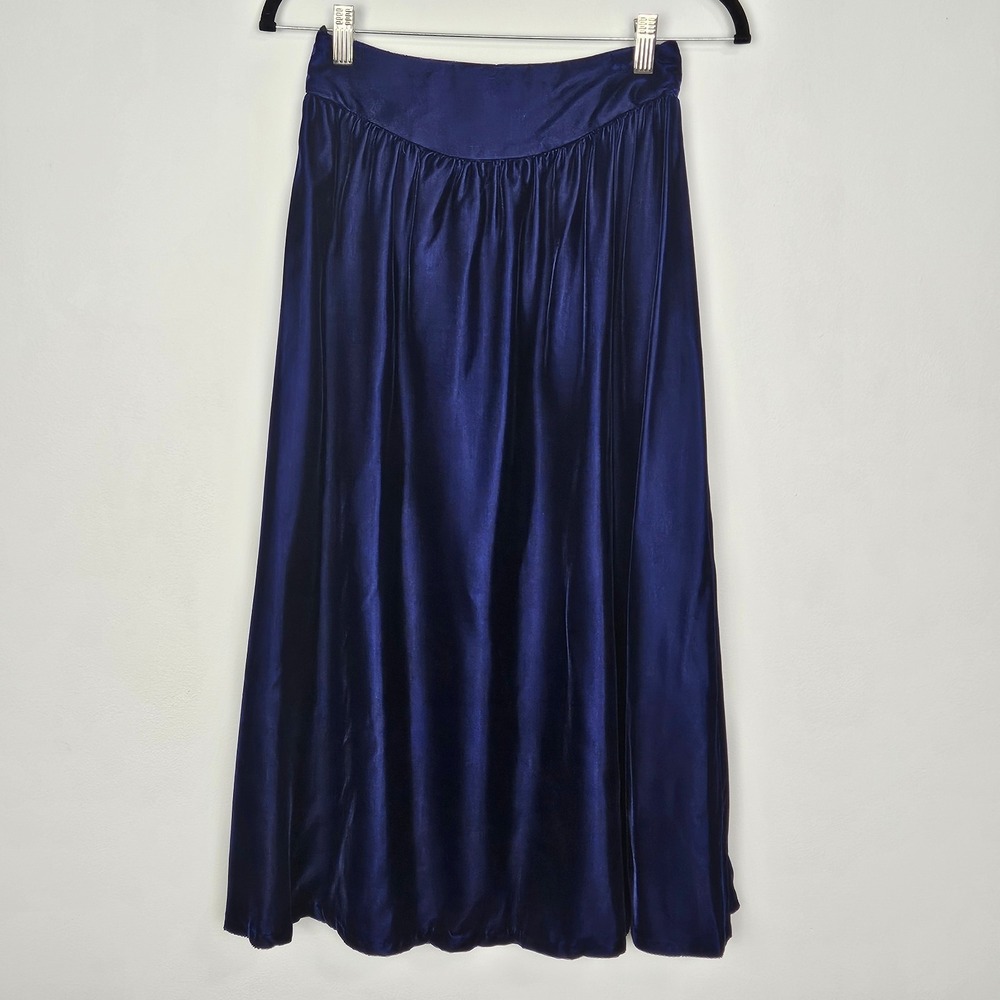 Gunne Sax Jessica McClintock Velvet Skirt Sz 9 A-line Full Long Length Midnight‎